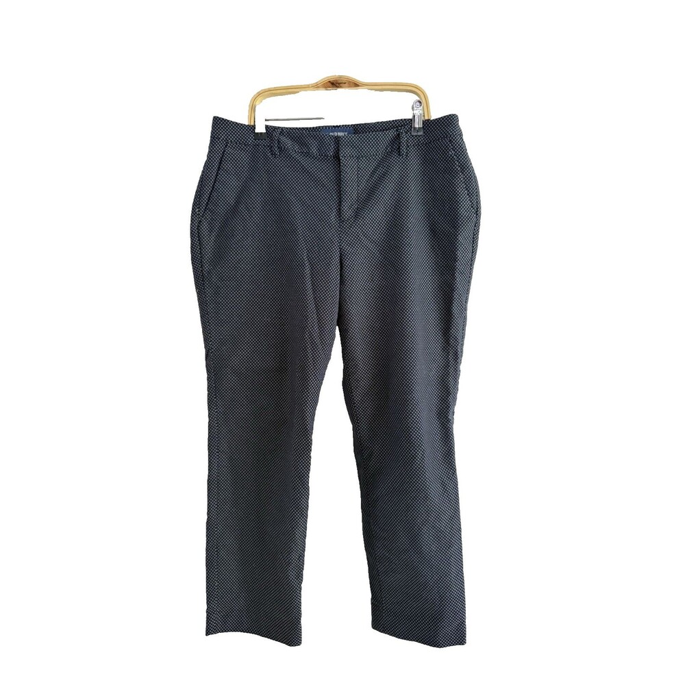 Old Navy Harper Navy Blue & White Ankle Pants Women Size 10 Stretch Mid Rise